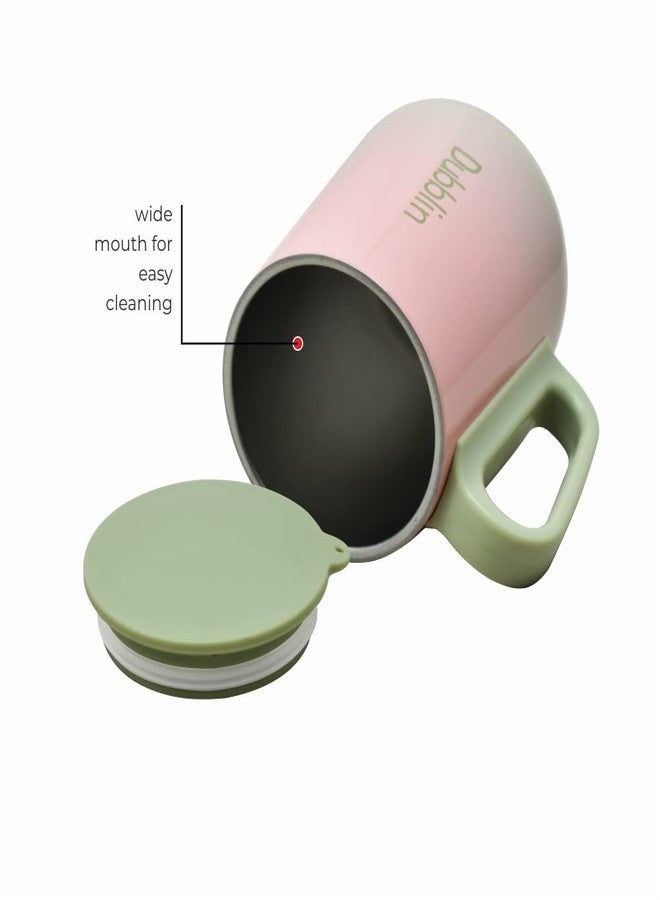 DUBBLIN Rugby Stainless Steel Unbreakable Tea Coffee Mug Double Wall with Handle and Lid, Wide Mouth Mug Keeps Beverages Hot & Cold 270 ML Green - Image 4